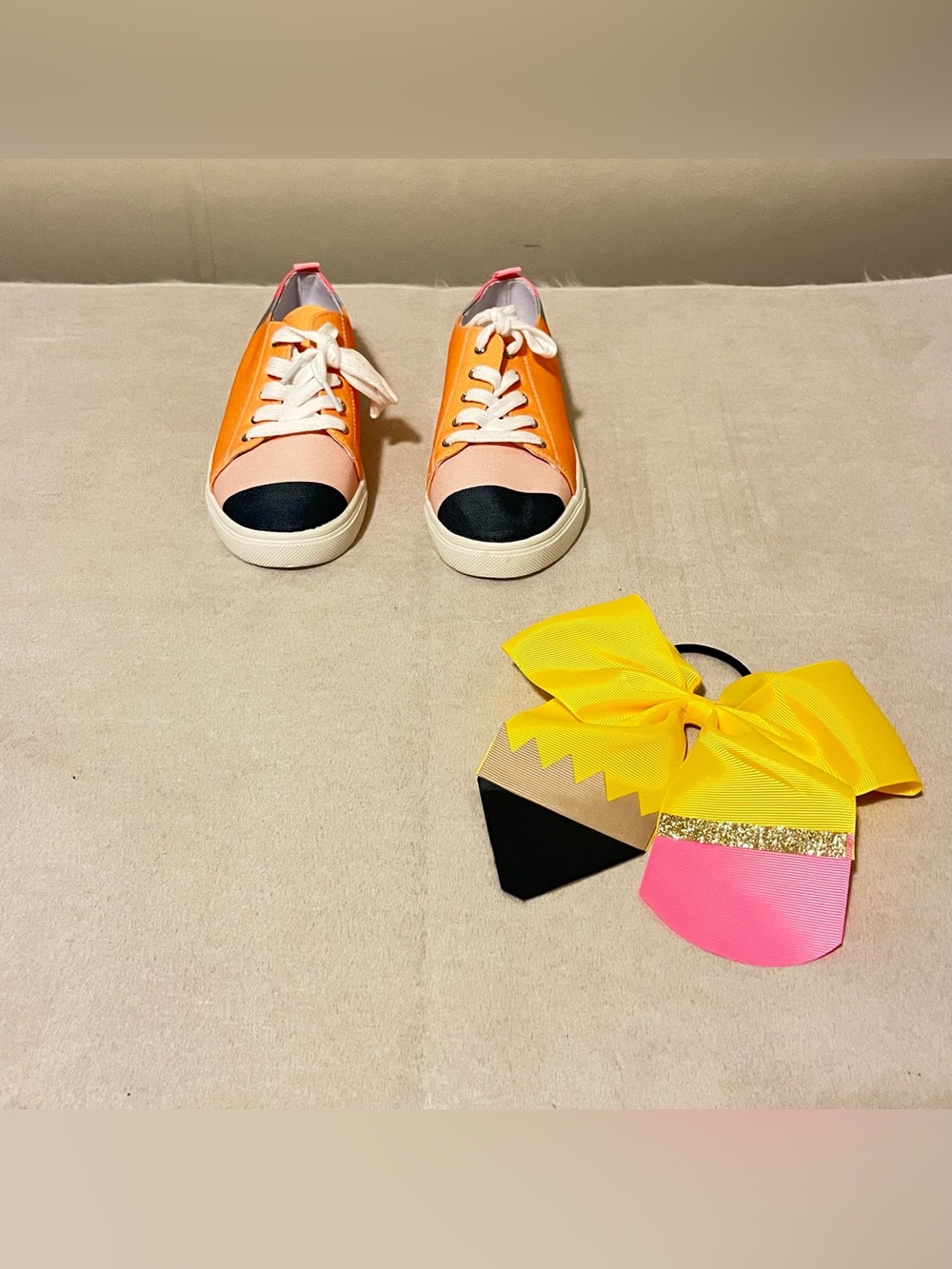 Girls Pencil Inspired Custom Sneakers | Little Girls Size 2 New - Picture 3 of 16